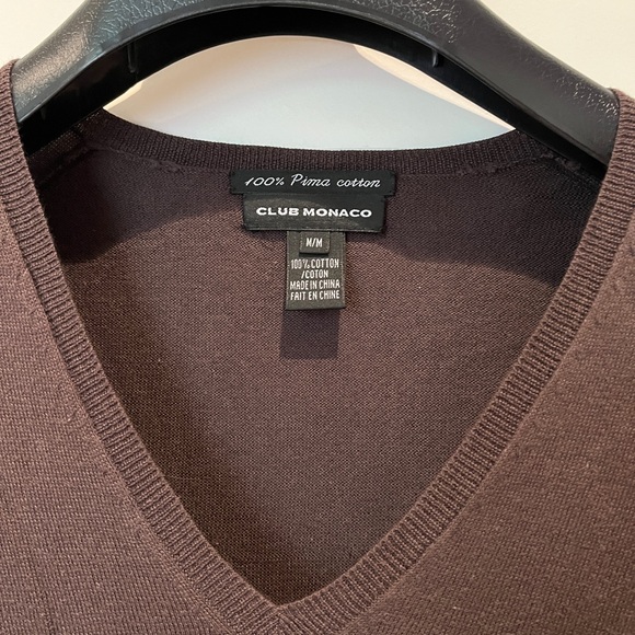 Club Monaco chocolate brown V neck sweater - Picture 2 of 3
